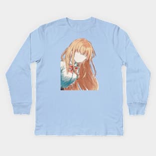 MAHIRU SHIINA WATERCOLOR ART ANIME PEEKER PORTRAIT FROM THE ANGEL NEXT DOOR SPOILS ME ROTTEN OR OTONARI NO TENSHI-SAMA NI ITSUNOMANIKA DAME NINGEN NI SARETEITA KEN Kids Long Sleeve T-Shirt